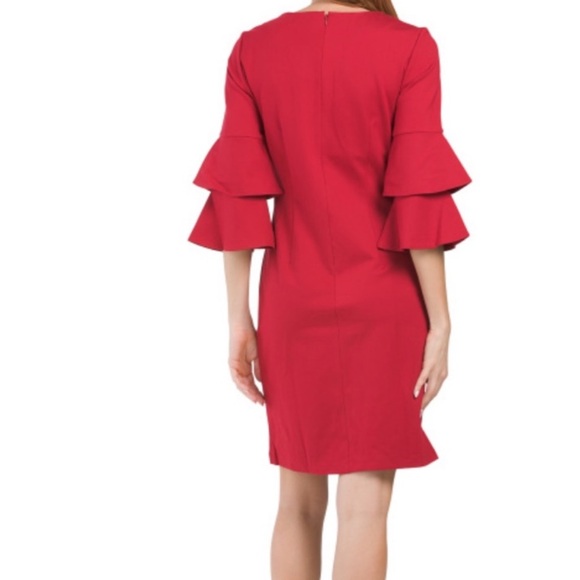 J. McLaughlin Letty Dress NWT Red Bell Sleeve Dress Size Medium - Picture 5 of 12